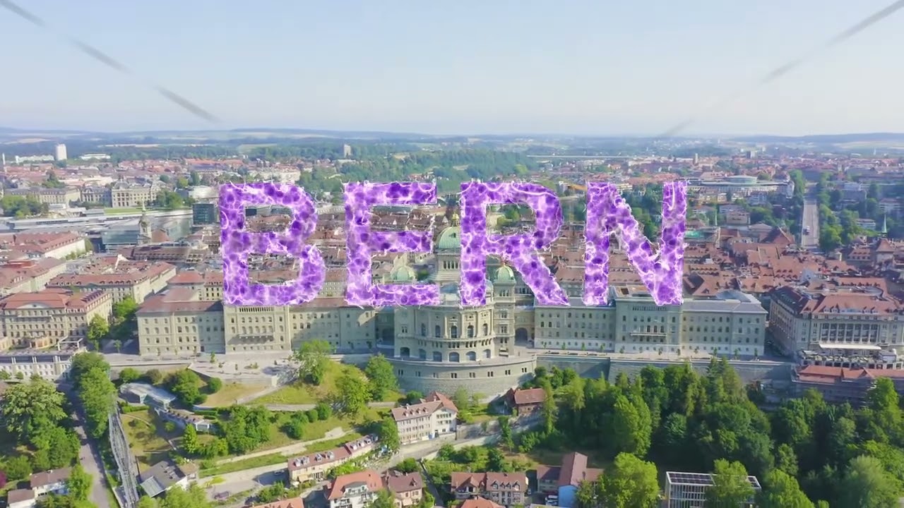 Inscription on video. Bern, Switzerland. Federal Palace - Bundeshaus, Historic city center, general