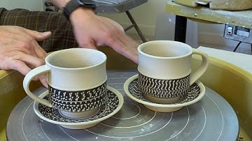 428. Trimming/Fitting 2 sets of Espresso Cups & Saucers with Hsin-Chuen Lin 林新春 香濃咖啡杯修坯示範