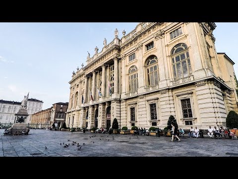 Turin, Italy. A Walk Around the City Centre. Piazza Castello, St. Carlo Square and Via Roma