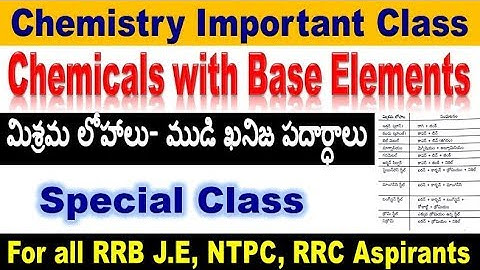 Chemical Elements and basic chemical structure Important class for all RRB Aspirants by SRINIVASMech
