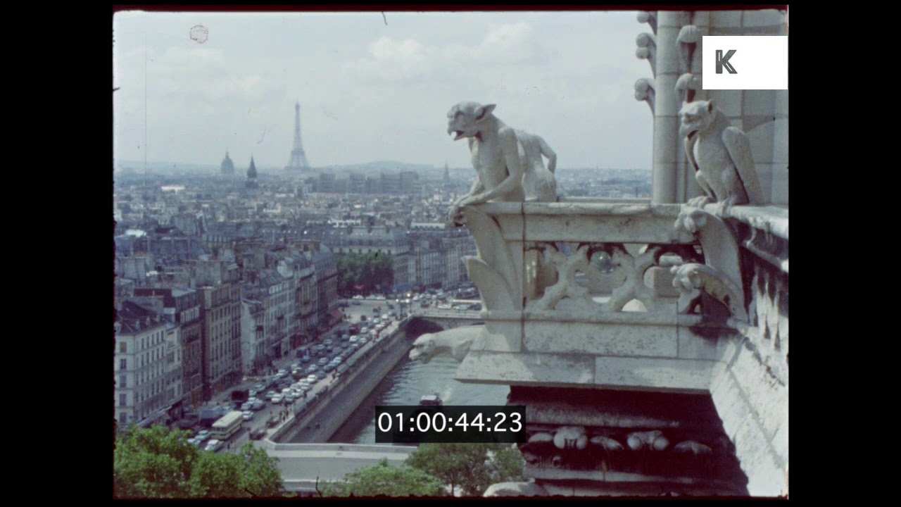 1960s Paris, Arc de Triomphe, Notre Dame, Eiffel Tower, HD