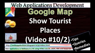 Google Maps Tutorial:Show nearby Tourist Places  icon,image with caption:Video10Part2