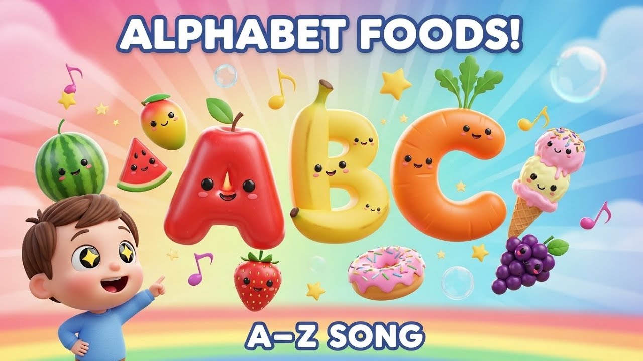 A to Z Alphabet Foods Song 🍎🍌🥕 | ABC Learning Song for Kids