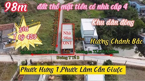 ❤️ 98m thổ cư có nhà Cấp 4 ngang 5 dài 19.5m mặt tiền đường Y Tế B giá 1 tỷ450tr