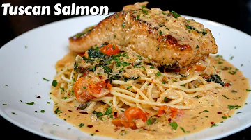Creamy Tuscan Salmon | QUICK & EASY Salmon Pasta Recipe #SalmonRecipe #MrMakeItHappen
