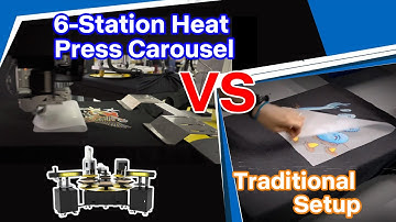 Six-Station DTF heat press carousel: Power, Precision, Performance! #HeatPress #PrintingAutomation