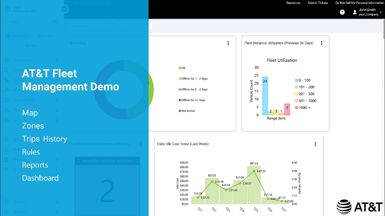 Platform Demo of AT&T Fleet Management powered by Geotab - YouTube