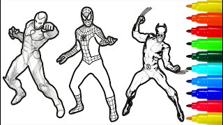 Venom Spiderman Iron Man Batman Captain America Battle Coloring Pages
