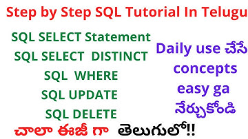 #5 SQL Select, Distinct , Update, Delete in SQL | SQL in Telugu | SQL Full Course in Telugu |