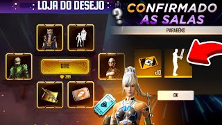 CONFIRMADA AS 10 SALAS E EMOTE AMANHÃ? BANDEIRÃO DE VOLTA, LOJA DO DESEJO E ATUALIZAÇÃO - FREE FIRE