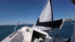 Macgregor 26x sailing Whitsunday Islands in strong gusty winds.