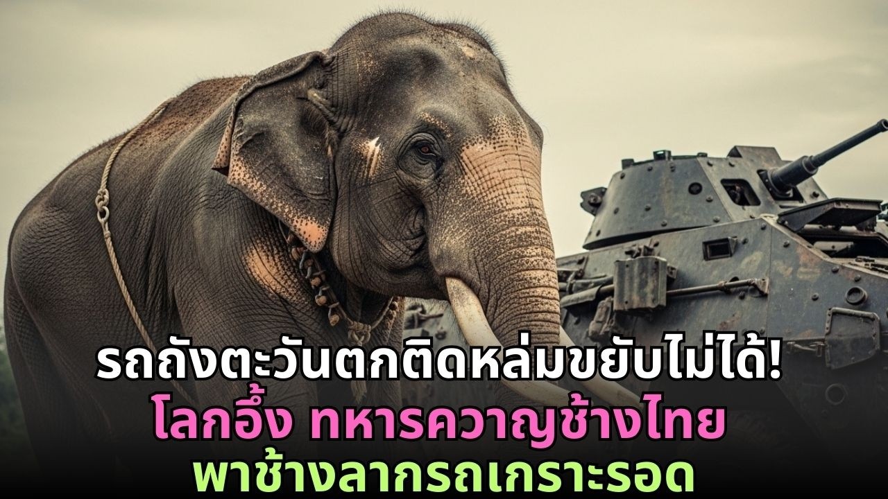 รถถังตะวันตกติดหล่มโคลนถล่มขยับไม่ได้! ร้องขอฮอปเตอร์ แต่โลกอึ้ง ทหารควาญช้างไทยพาช้างลากรถเกราะรอด