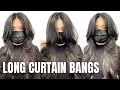 How To Cut LONG CURTAIN BANGS With Layers Like A Pro (Easy!) | Lina Waled