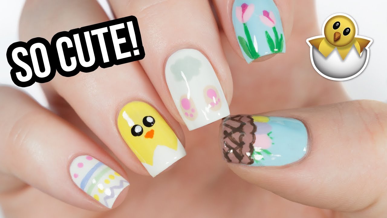 5 Cute Nail Art Designs For Easter Youtube
