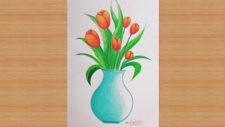 رسم مزهرية || Drawing a vase || Vazo çizmek || Dessiner un vase || फूलदान खींचना || 1