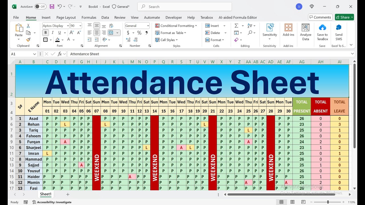 How To Make attendance sheet for beginners excel - YouTube
