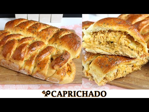 PÃO RECHEADO COM FRANGO CREMOSO - RECEITAS QUE AMO