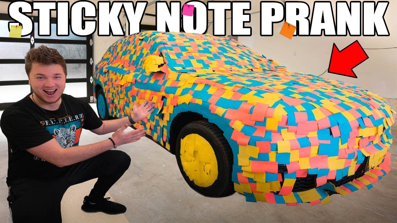 Sticky Note Prank On Roommates New Car!! 🤪🚙 (100,000+ Sticky Notes)