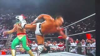 Ultimate Dragon Gets Dropped by a Superkick after Reversing a Back Body Drop - Silver King WCW NITRO