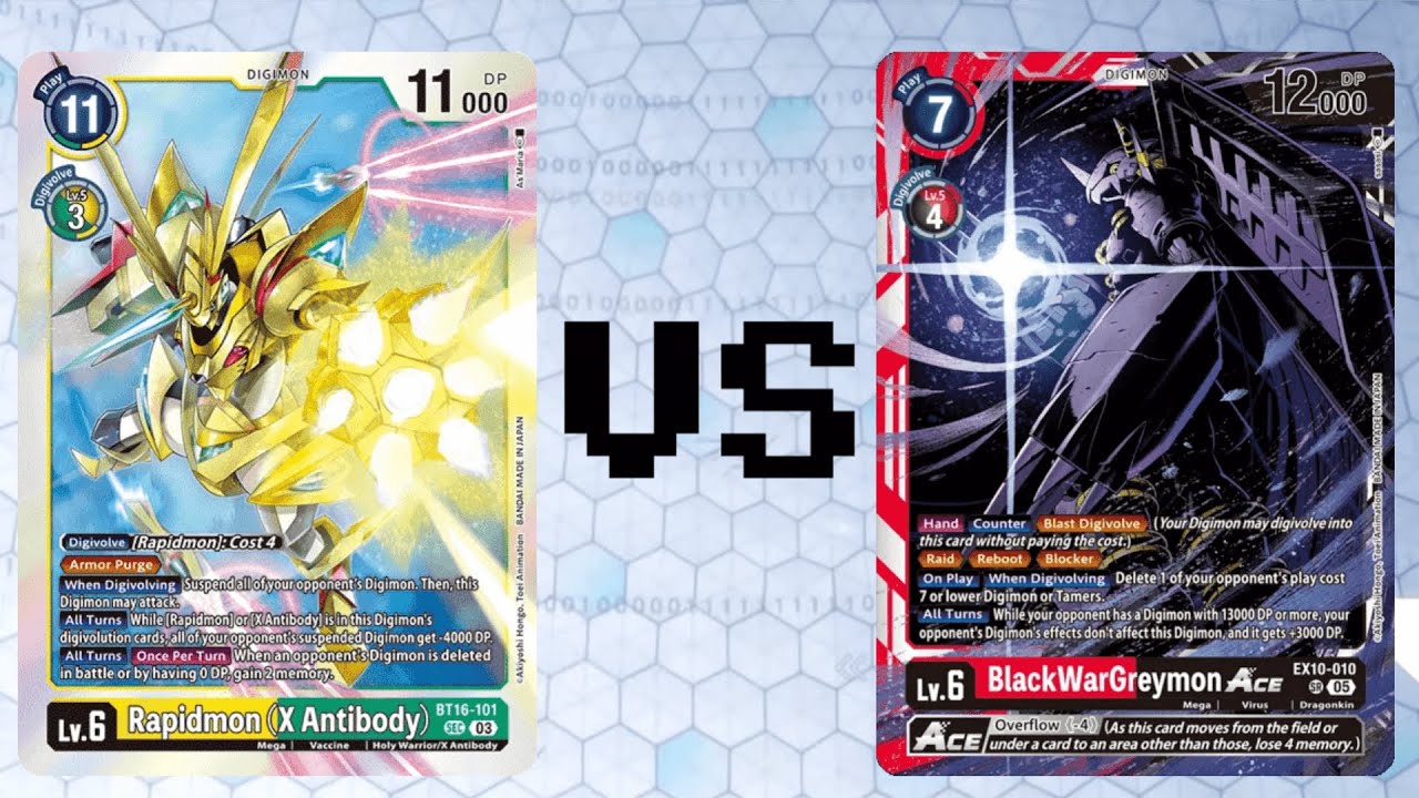 Rapidmon X Antibody vs BlackwarGreymon Ace | EX10 | Digimon Card Game