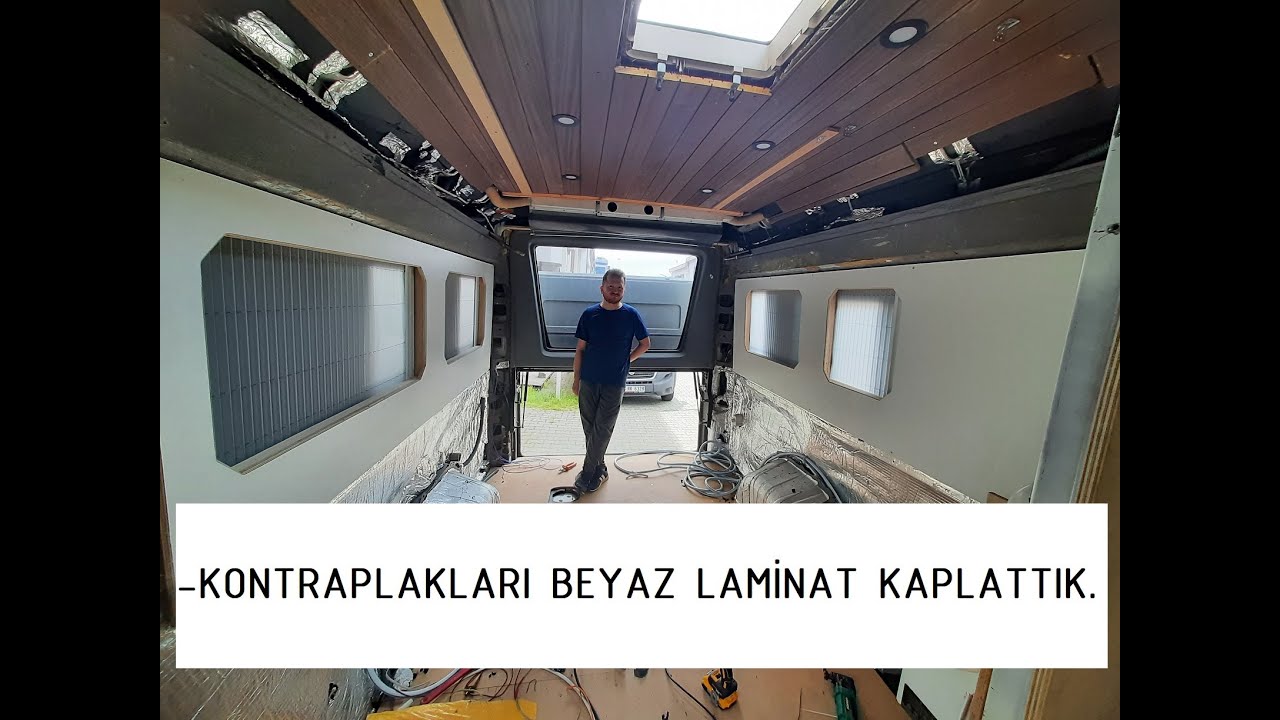 KARAVAN YAPIMI #14 KONTRAPLAKLARIN YÜZEYİNİ LAMİNAT KAPLATTIK. (laminat pres makinası)