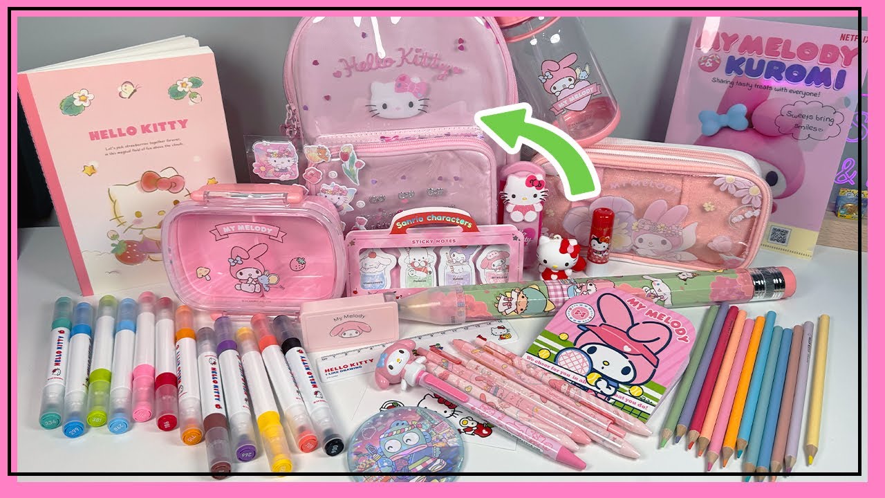 ASMR Organizing my Hello Kitty & My Melody school Supplies ✏️🎒 Back-to-school | No Talking