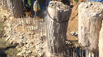 Lifting Bore Pile After Hacking At Cut Off Level