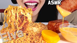 ASMR Cheddar Cheese Fire Noodles&amp;Whole Spam ㅣEating Sounds No TalkingㅣElva-ASMR