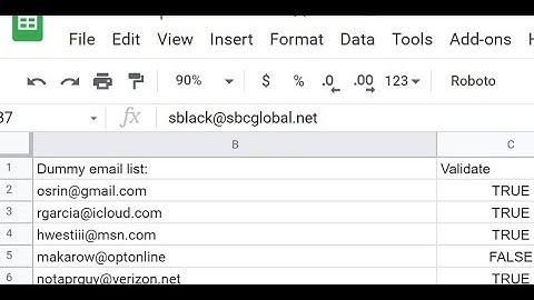 Google Sheets - Validate Emails