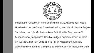 Felicitation Function for Newly Appointed Supreme Court Judges | 21 July 2026