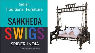 Teak wood traditional painted Sankheda Swing /jhulla / oonjal / indoor home Wooden Carved Swings, Wooden Jhoola, ...