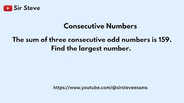 Consecutive Number.  The sum of three consecutive odd numbers is 159.  Find the largest number.