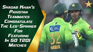 Shadab Khan's Pakistan Teammates Congratulate The Leg-Spinner For Featuring In 5️⃣0️⃣ T20I matches 👏