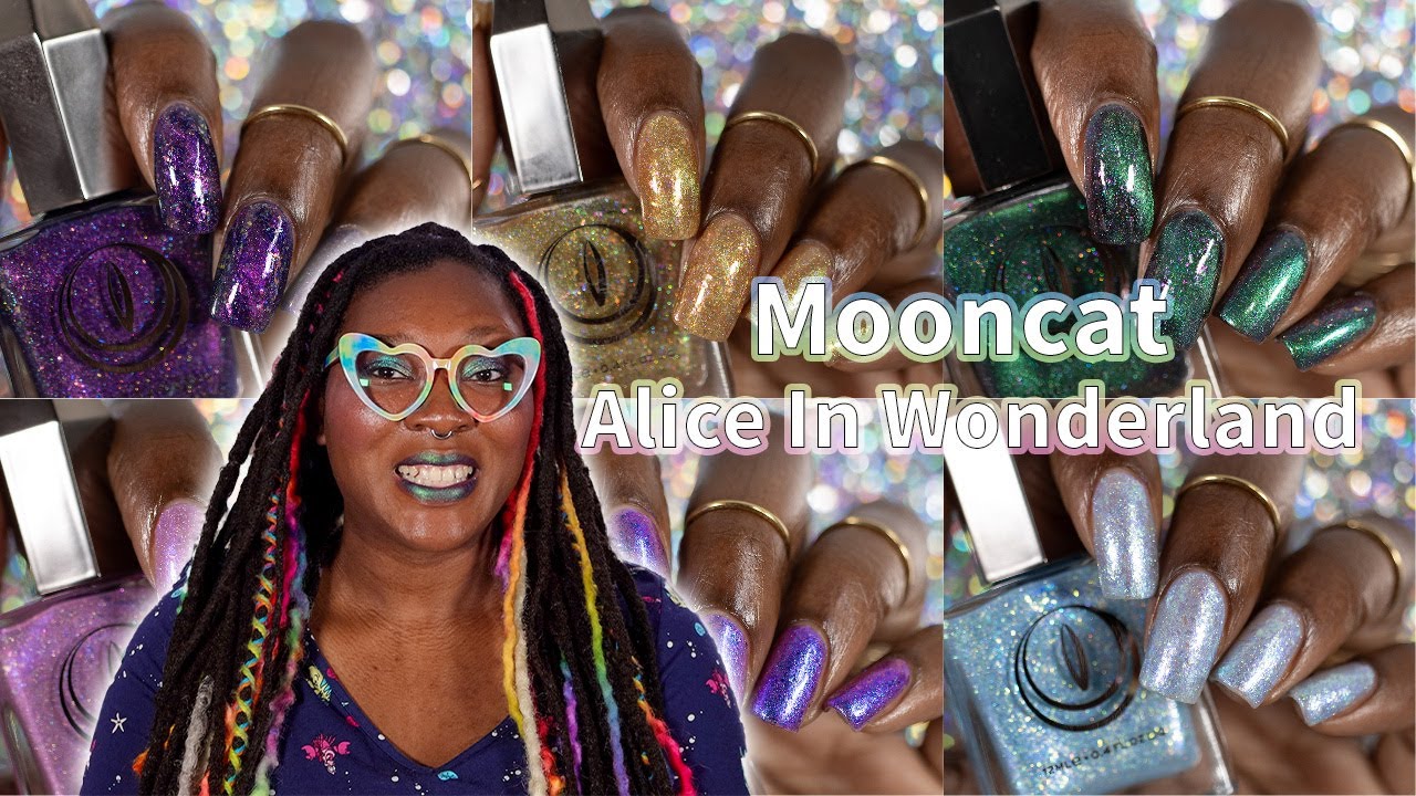 Mooncat X Alice In Wonderland Collab! Nail Polish Collection Swatches -  Youtube