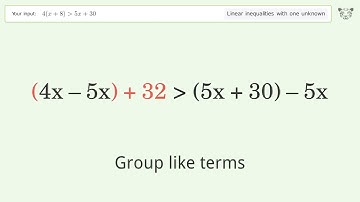 Solving Linear Inequalities: 4(x+8) is Greater Than 5x+30