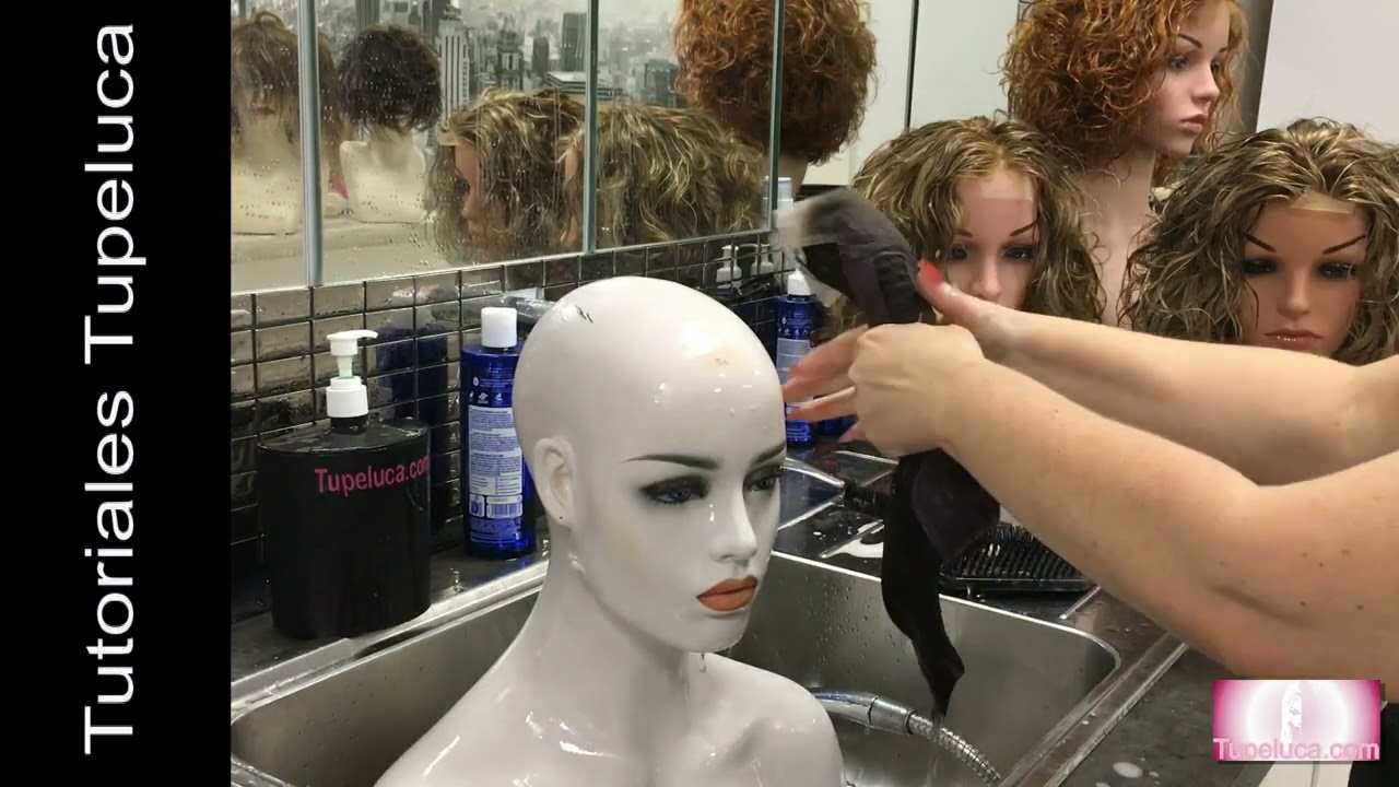 Como lavar una peluca de cabello natural; secado y peinado efecto rizo difusor