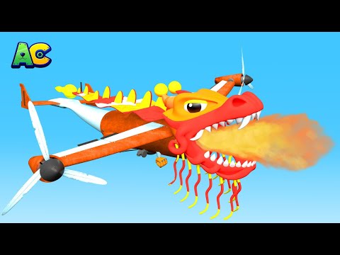 Chinesisches Neujahrsfest: Das ADLER -FLUGZEUG ist ein Drache! - Zeichentrickfilme mit Lastwagen