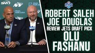 Robert Saleh and Joe Douglas on how OL Olu Fashanu will fit into Jets offense | SNY