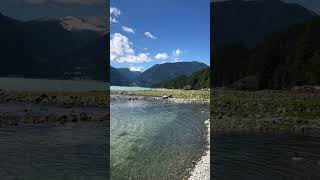 Britannia Beach #beach #britishcolumbia #pacificocean #mountains #water #beautifulday #nature #rails