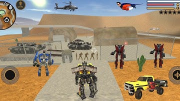 Vegas Crime Simulator (Transformer Fight Army Tank & Car Robot) Dual Army Tank Fight - Gameplay HD