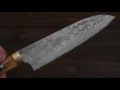 【佐治 武士】三徳包丁（１８０mm） ＶＧ１０鋼　ダマスカス　茶鹿角柄　高級ステンレス ~Saji Takeshi Santoku(180mm) VG10 Damascus Stag horn~