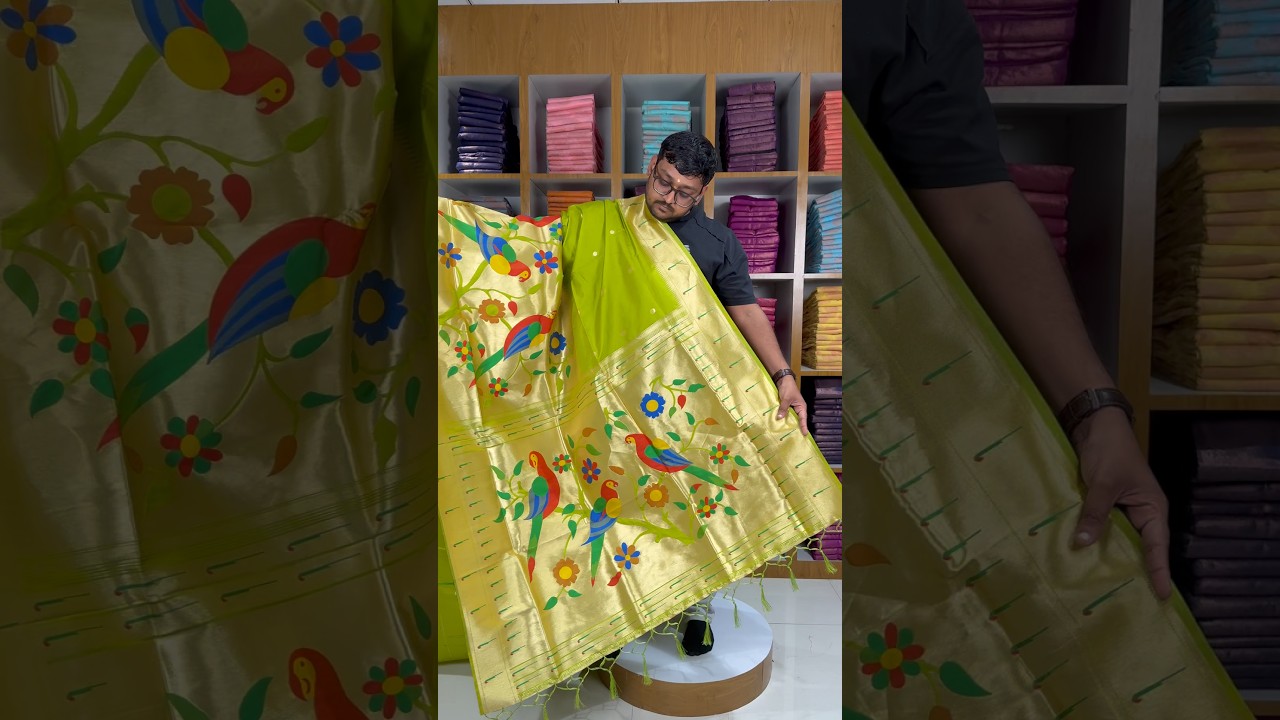 Kanchivaram Paithani Silk Big Parrot Zari Border Saree