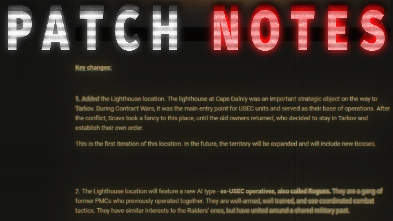 12.12 WIPE PATCH NOTES (Lighthouse,Inertia,New Faction,Flea Market Changes)