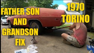 ABANDONED 1970 Ford Torino Gets New Springs & DANGEROUS DRIVE! 3 Generations of Car Guys in 1 Video