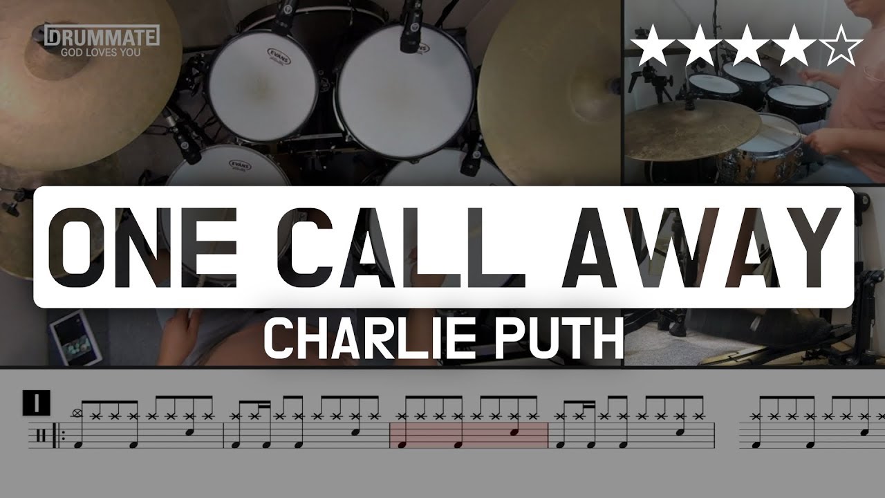 062 One Call Away Charlie Puth Pop Drum Cover Score Lessons Tutorial Drummate Youtube