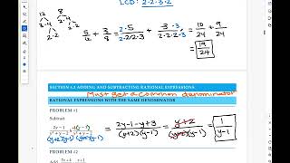 Math 1010 Section 4.3 Add & Subtract Rational Expressions