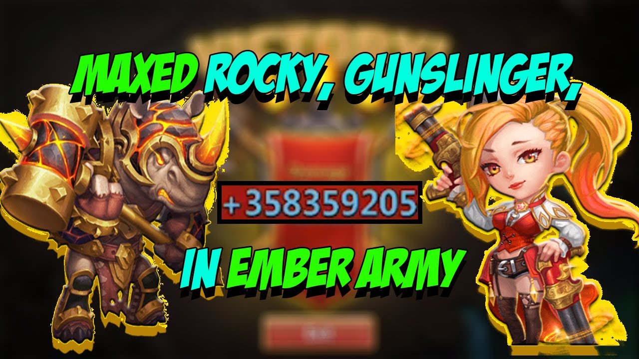 Castle Clash - Ember Army with MAXED Rockno, Gunslinger, Anubis and Michael