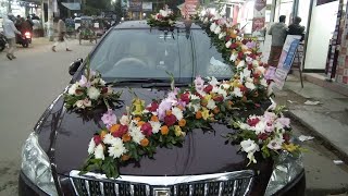 Excellent Black Wedding Car Decoration Idea With Flower