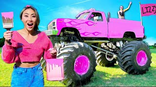 I STOLE his MONSTER TRUCK and Turned it PINK!!