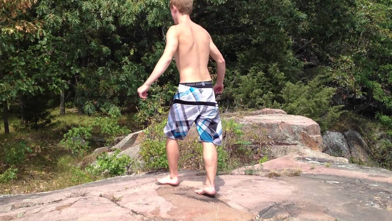 lohrville quarry 70 foot cliff jump YouTube
